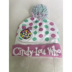 How The Grinch Stole Christmas Cindy Lou Who Girls Pom Knit Beanie Hat Cap